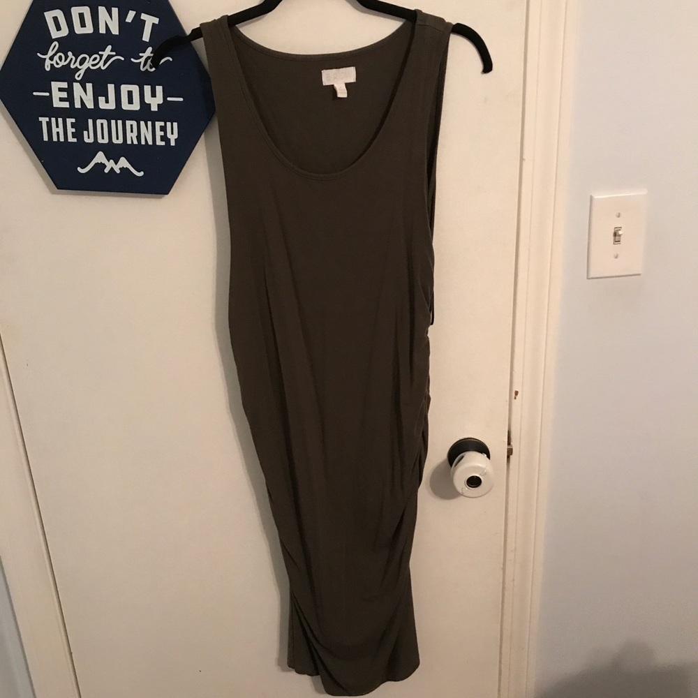 A Glow Army Green Midi Maternity Dress